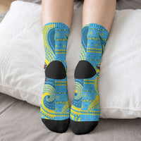 Tuvalu Christmas Crew Socks Santa Riding Ocean Dolphin DT05 - Polynesian Pride
