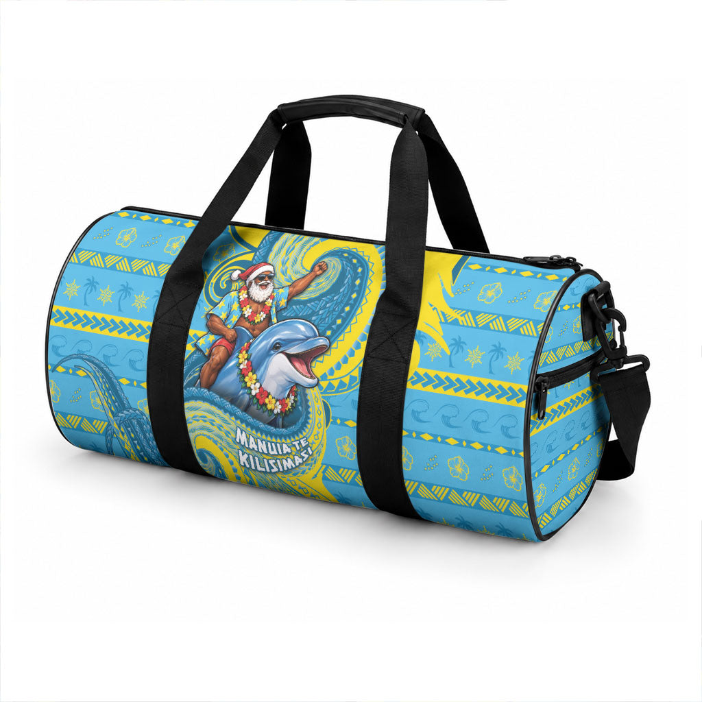 Tuvalu Christmas Duffle Bag Santa Riding Ocean Dolphin DT05 - Polynesian Pride