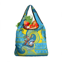 Tuvalu Christmas Grocery Bag Santa Riding Ocean Dolphin DT05 1-pack One Size Blue - Polynesian Pride
