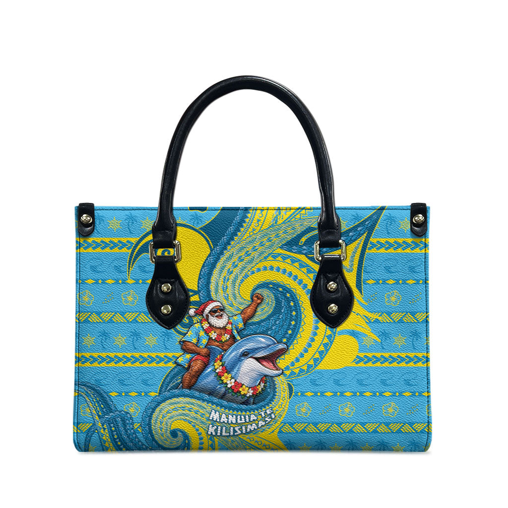 Tuvalu Christmas Leather Bag Santa Riding Ocean Dolphin DT05 - Polynesian Pride