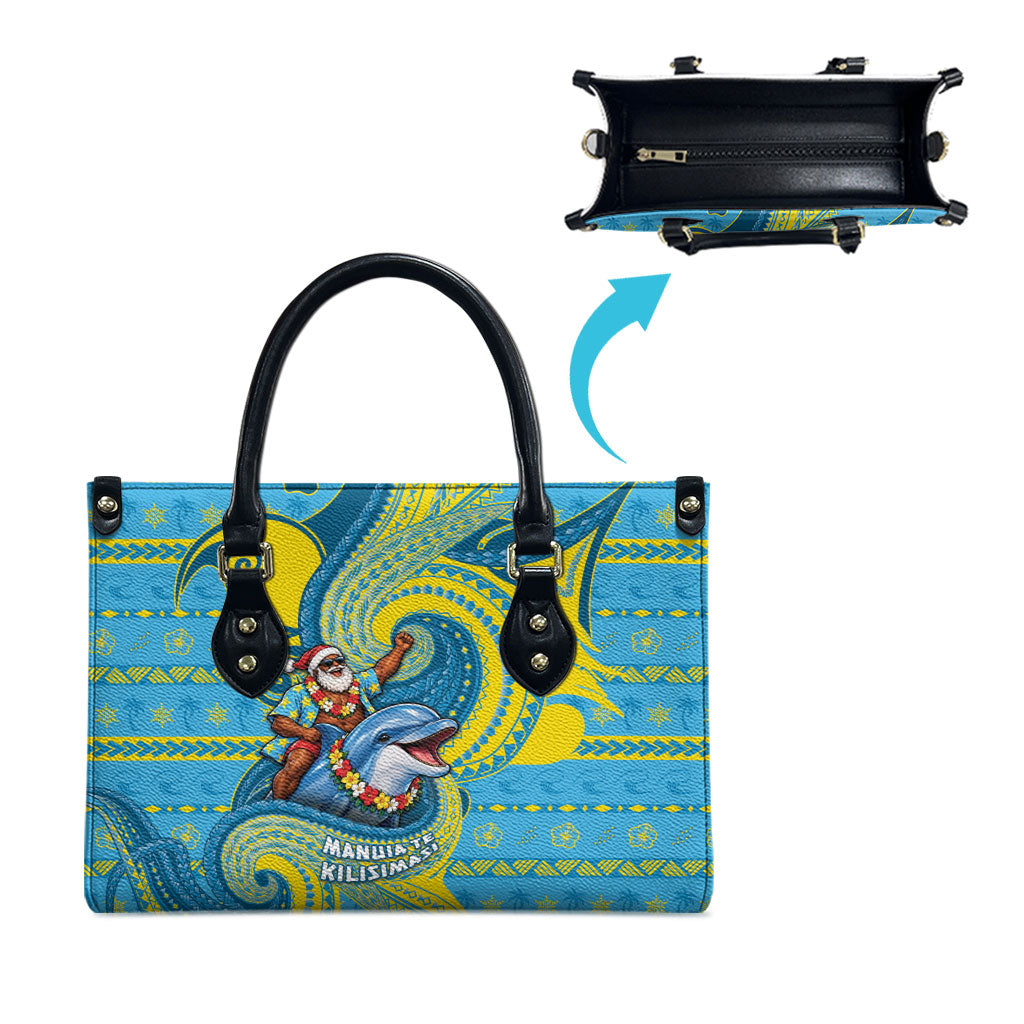 Tuvalu Christmas Leather Bag Santa Riding Ocean Dolphin DT05 - Polynesian Pride
