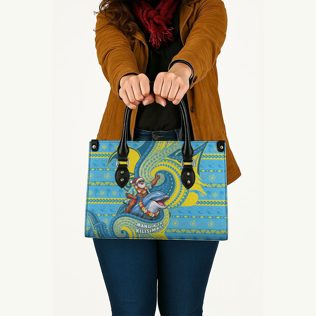 Tuvalu Christmas Leather Bag Santa Riding Ocean Dolphin DT05 - Polynesian Pride
