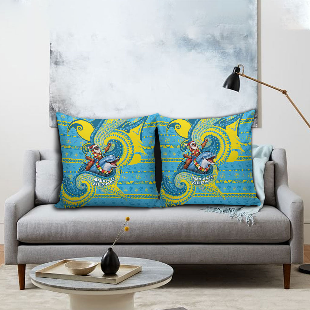 Tuvalu Christmas Pillow Cover Santa Riding Ocean Dolphin DT05 - Polynesian Pride