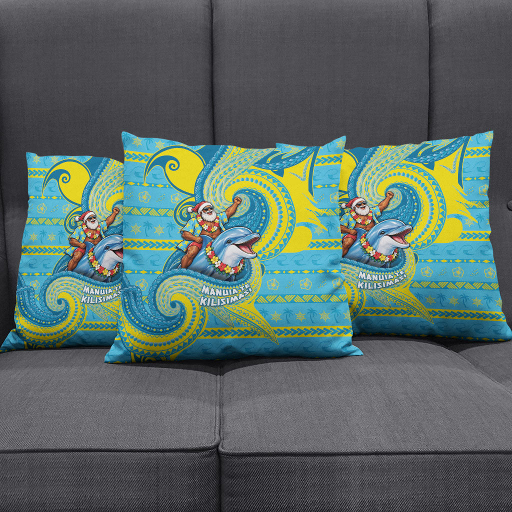 Tuvalu Christmas Pillow Cover Santa Riding Ocean Dolphin DT05 - Polynesian Pride