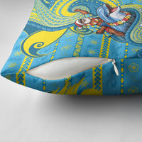 Tuvalu Christmas Pillow Cover Santa Riding Ocean Dolphin DT05 - Polynesian Pride