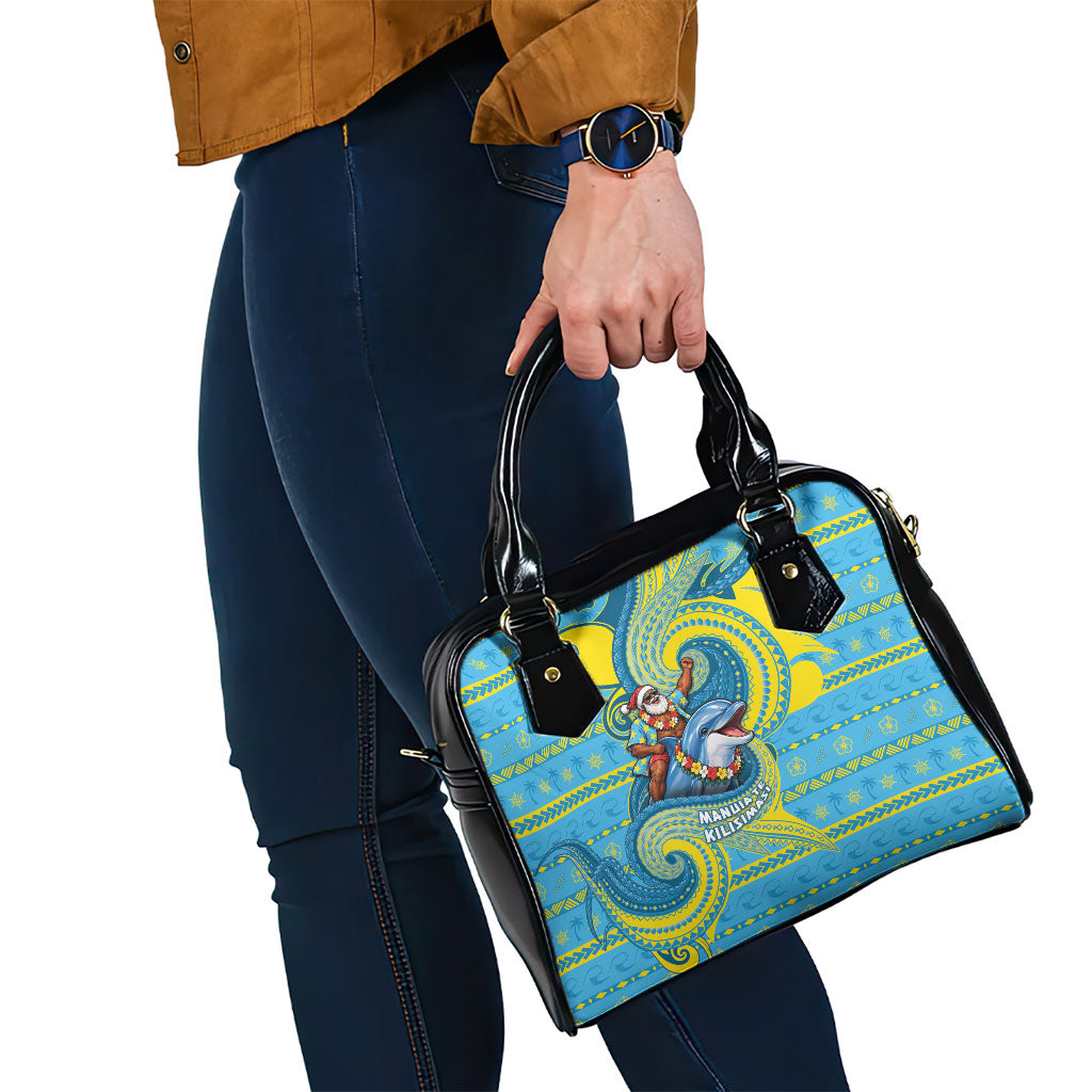 Tuvalu Christmas Shoulder Handbag Santa Riding Ocean Dolphin DT05 - Polynesian Pride