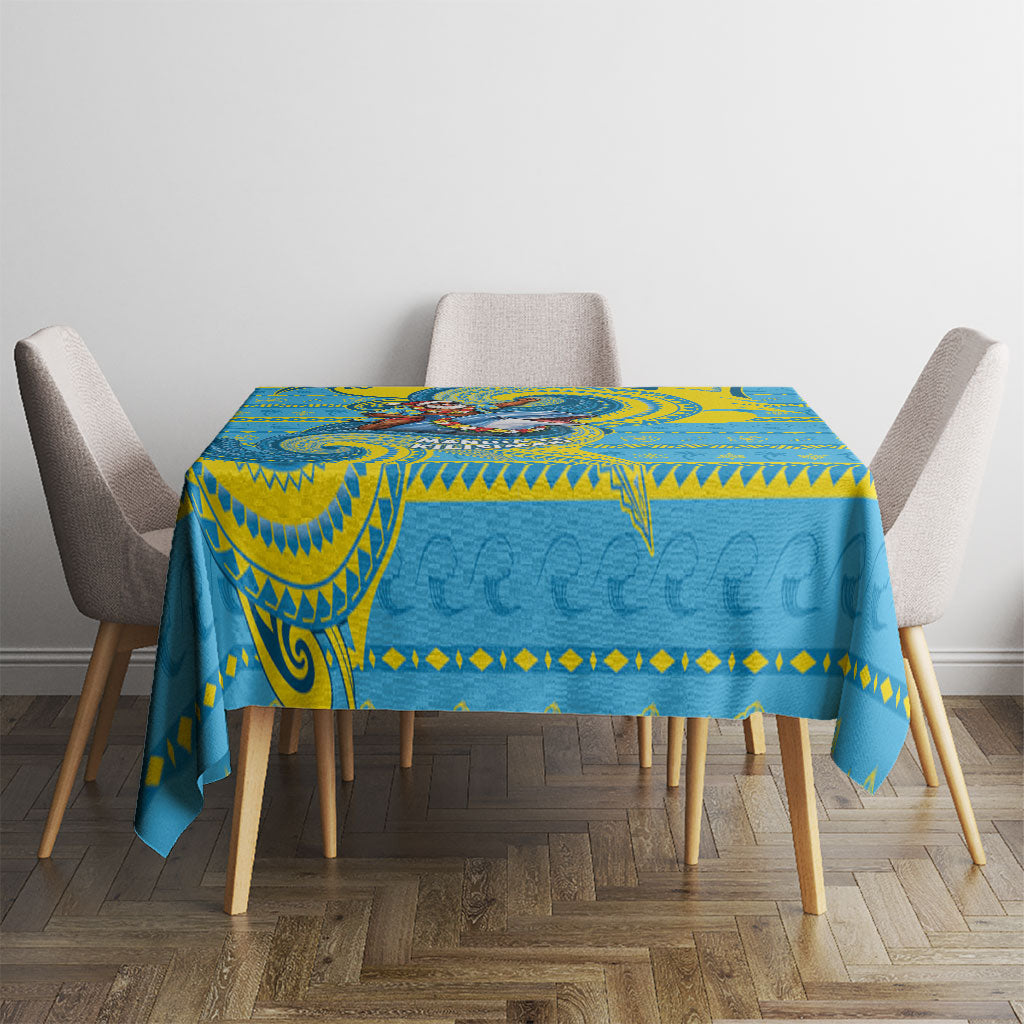 Tuvalu Christmas Tablecloth Santa Riding Ocean Dolphin DT05 - Polynesian Pride