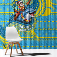 Tuvalu Christmas Window Curtain Santa Riding Ocean Dolphin DT05 - Polynesian Pride