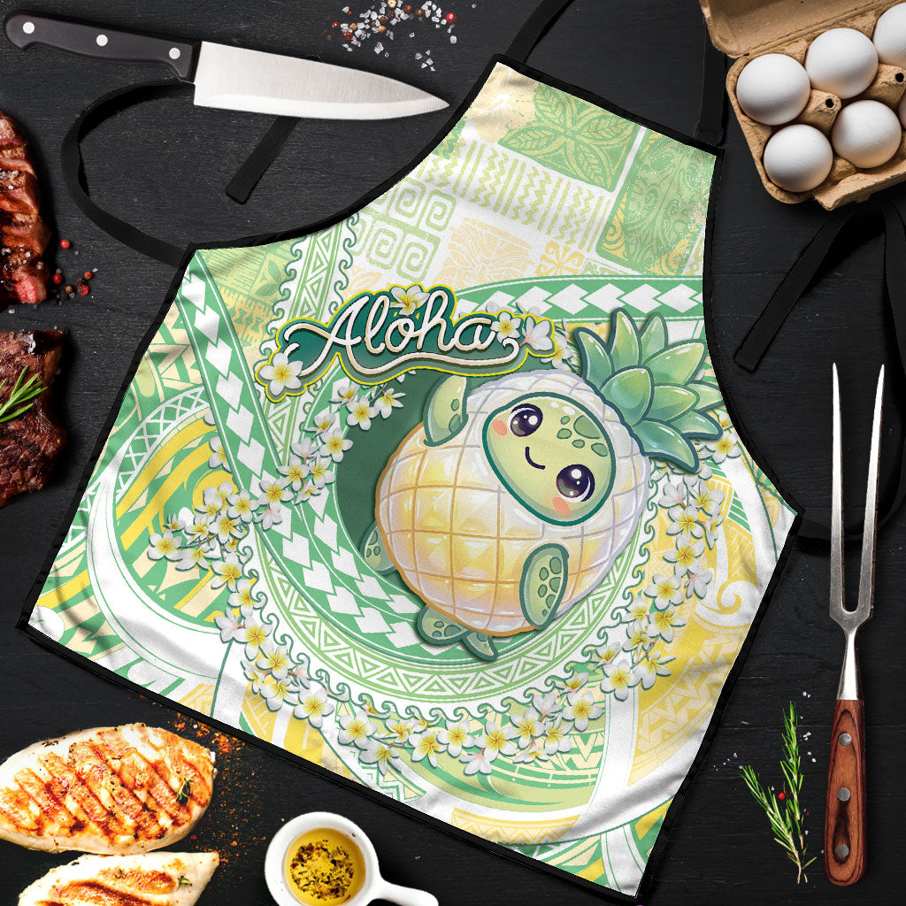 Hawaii Pineapple Apron Cute Cosplay Turtle Plumeria Spiral DT05 Mint - Polynesian Pride