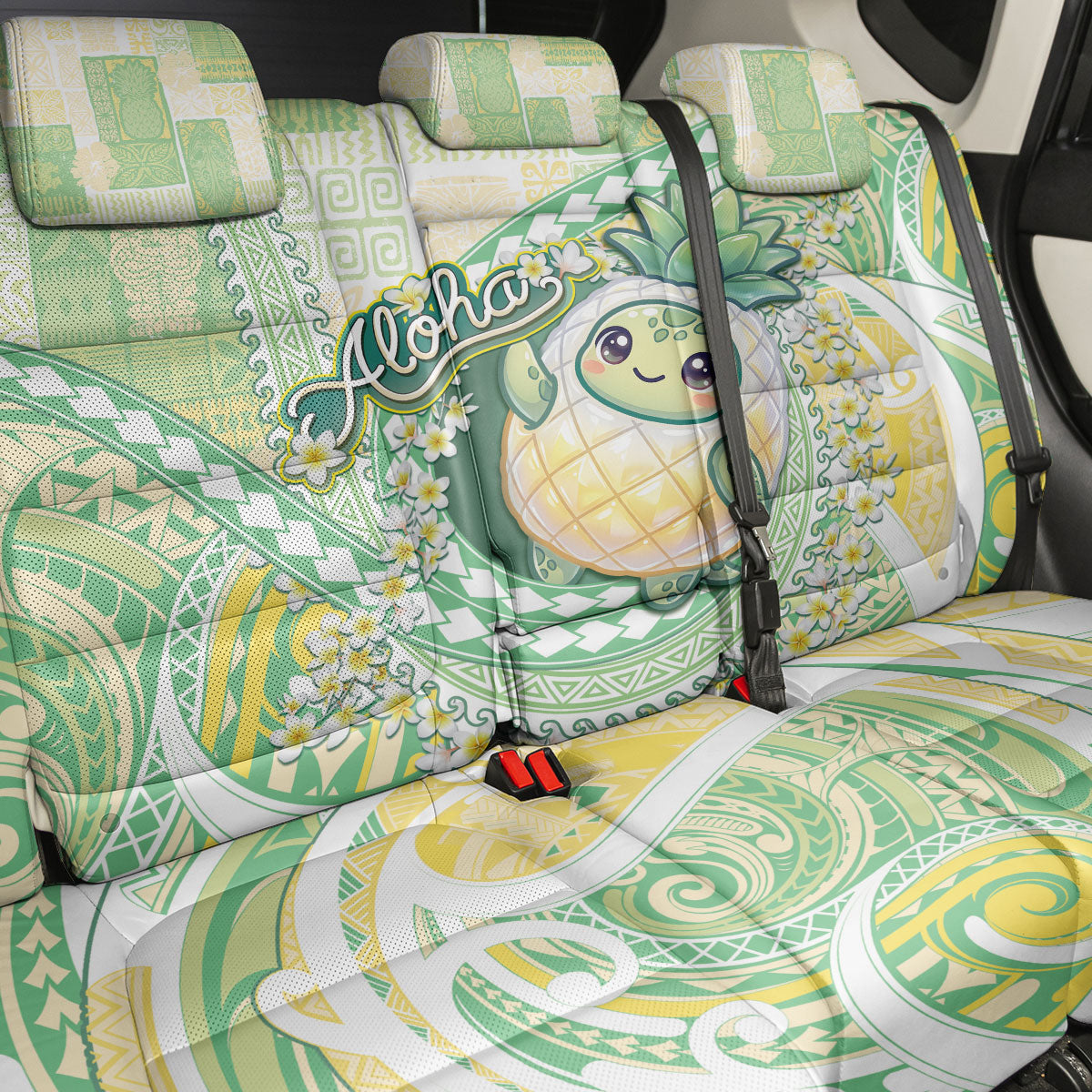 Hawaii Pineapple Back Car Seat Cover Cute Cosplay Turtle Plumeria Spiral DT05 - Polynesian Pride