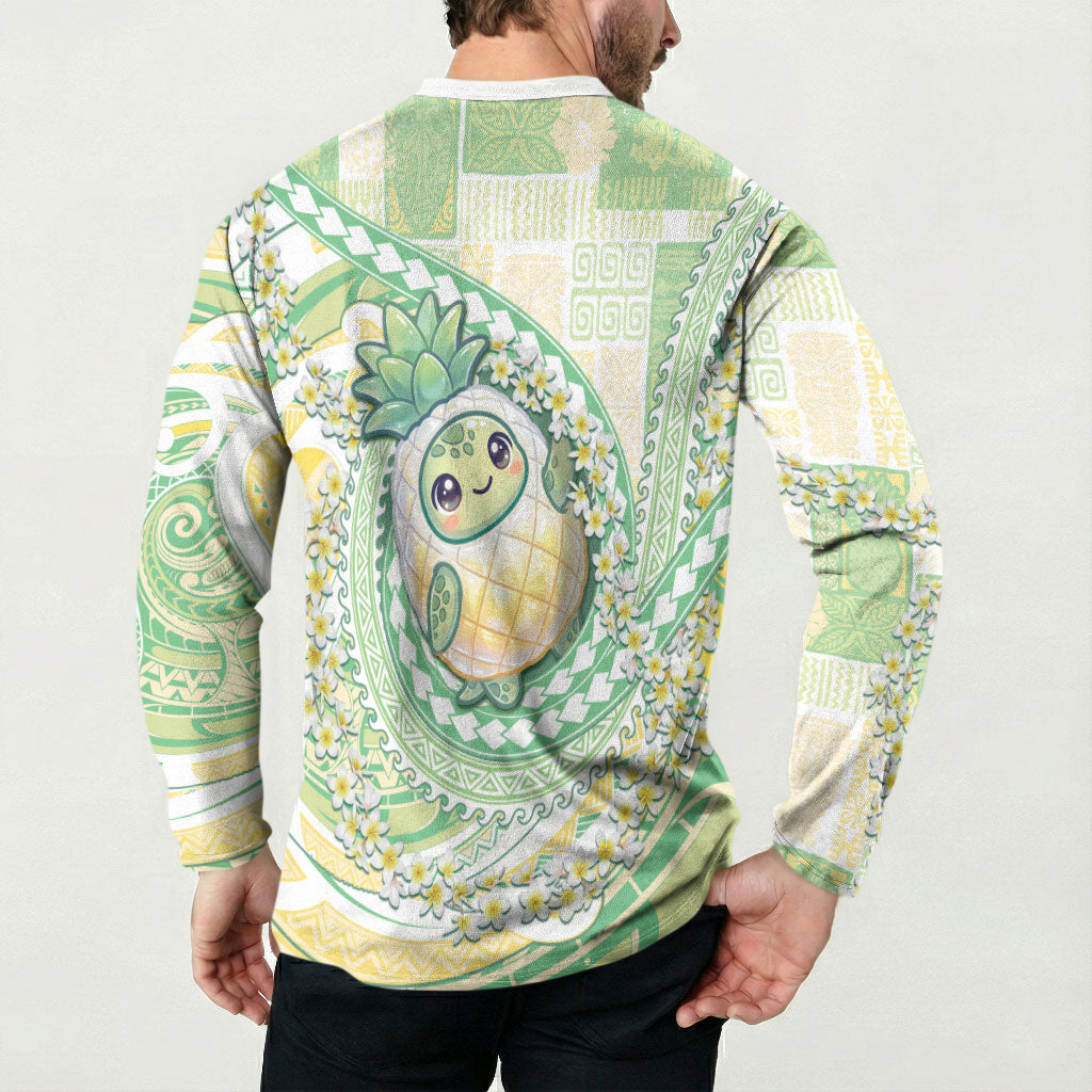 Hawaii Pineapple Button Sweatshirt Cute Cosplay Turtle Plumeria Spiral DT05 - Polynesian Pride