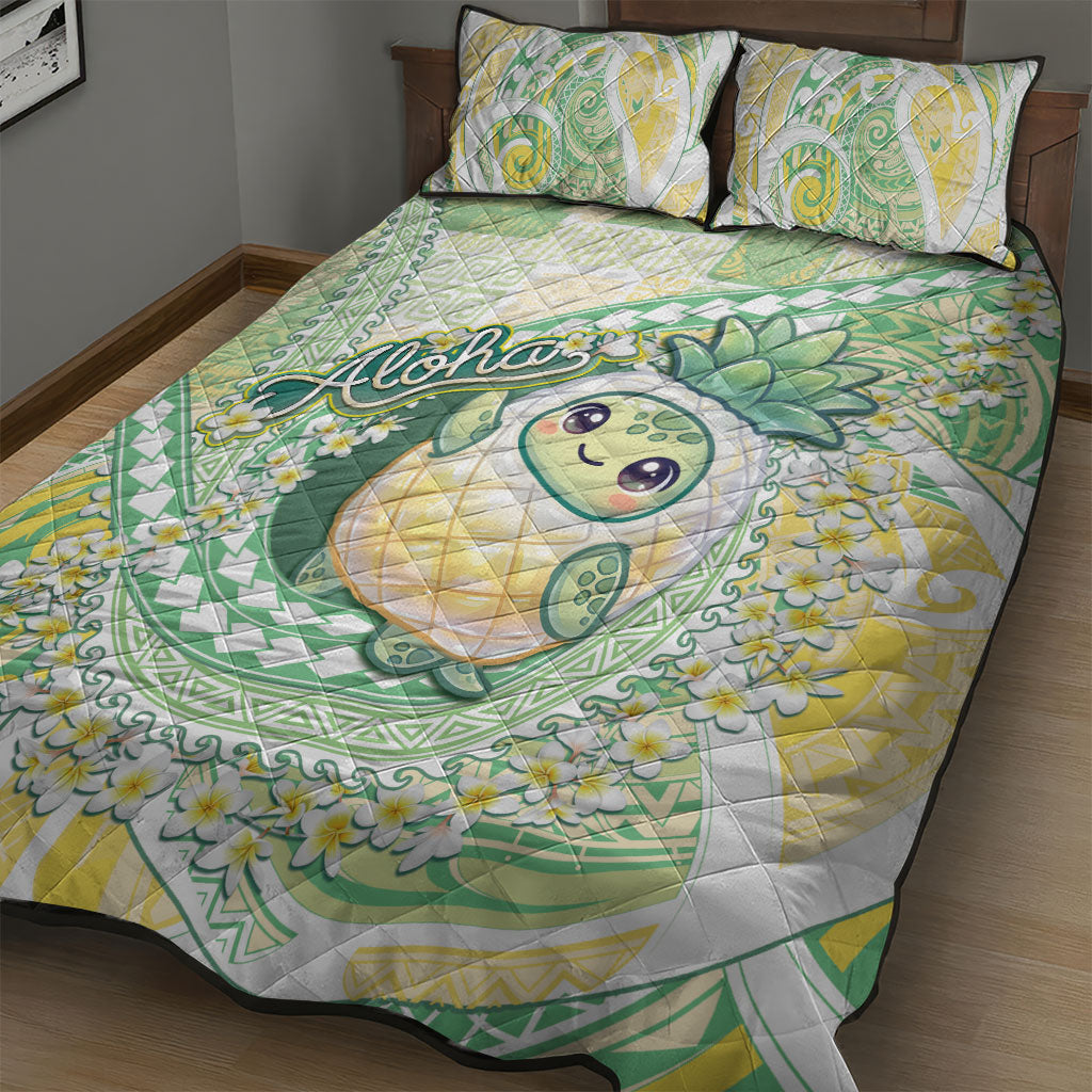 Hawaii Pineapple Quilt Bed Set Cute Cosplay Turtle Plumeria Spiral DT05 - Polynesian Pride