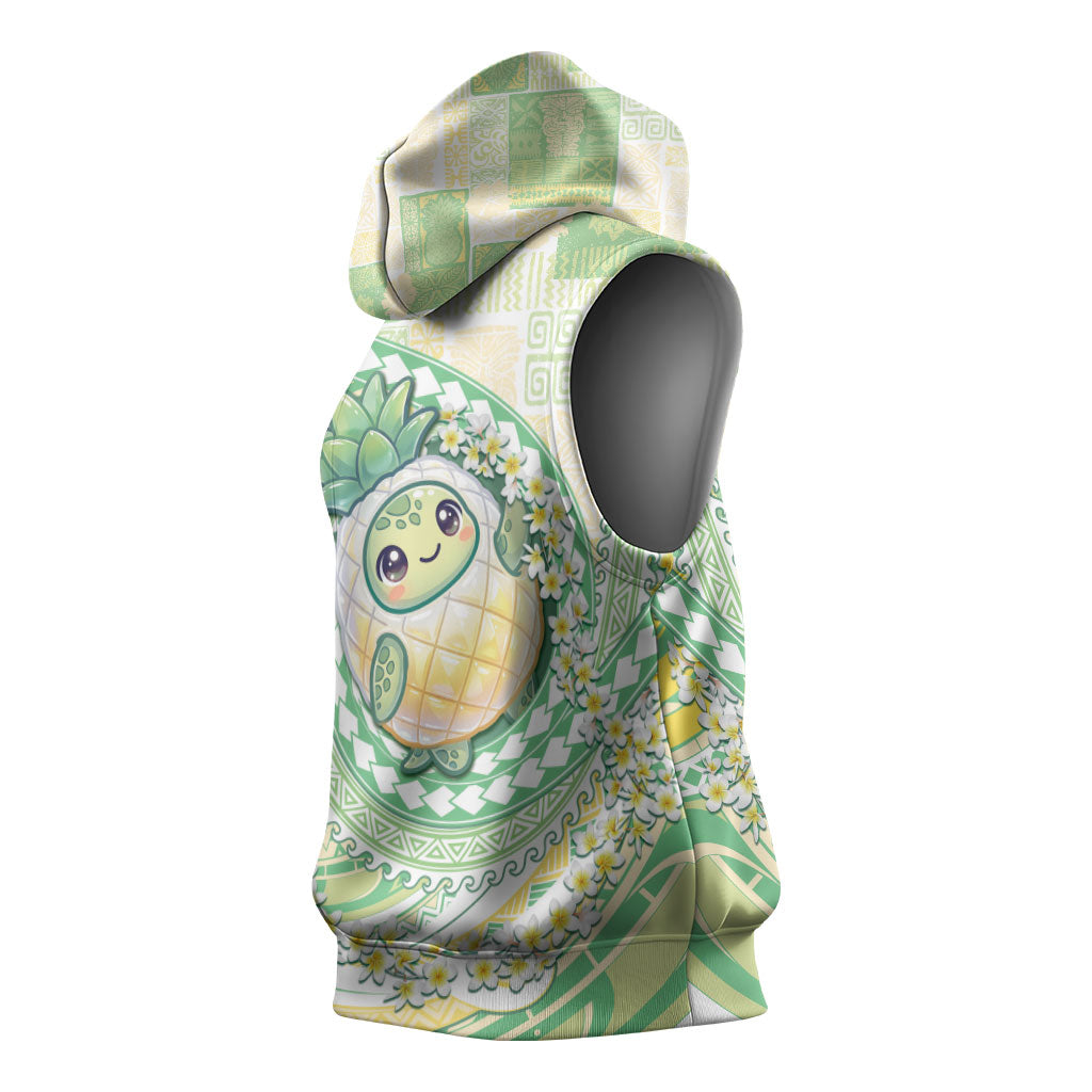 Hawaii Pineapple Sleeveless Hoodie Cute Cosplay Turtle Plumeria Spiral DT05 - Polynesian Pride