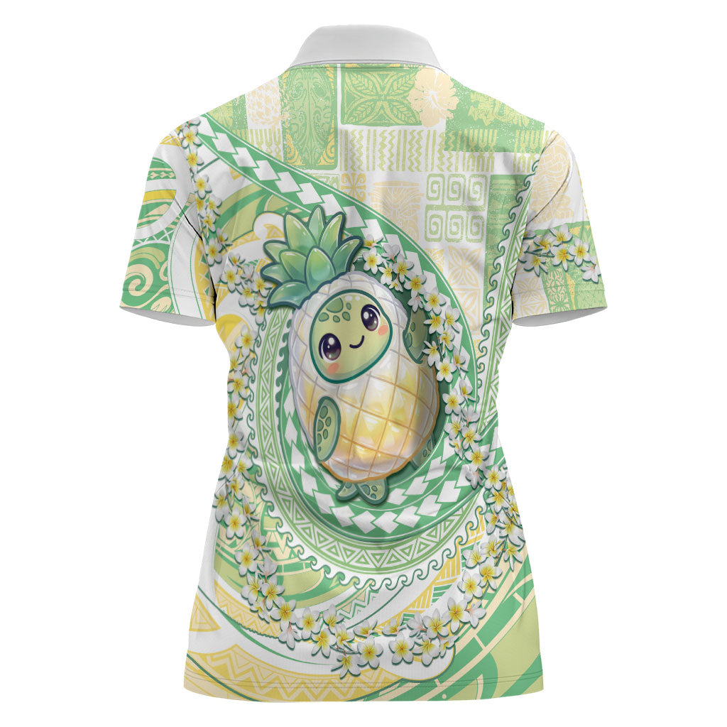Hawaii Pineapple Women Polo Shirt Cute Cosplay Turtle Plumeria Spiral DT05 - Polynesian Pride