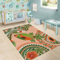 Hawaii Papaya Area Rug Cute Cosplay Humuhumu Fish Plumeria Waves DT05 - Polynesian Pride
