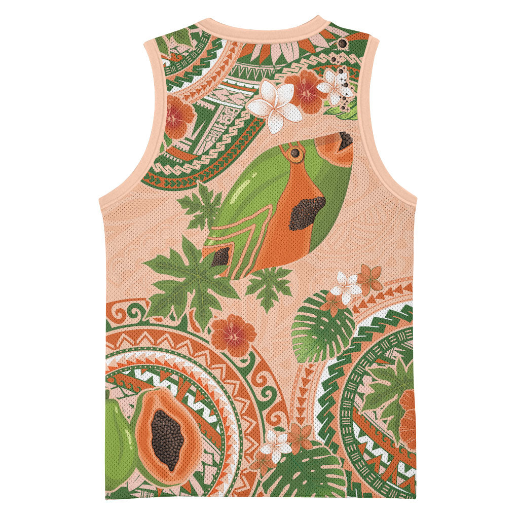 Hawaii Papaya Basketball Jersey Cute Cosplay Humuhumu Fish Plumeria Waves DT05 - Polynesian Pride