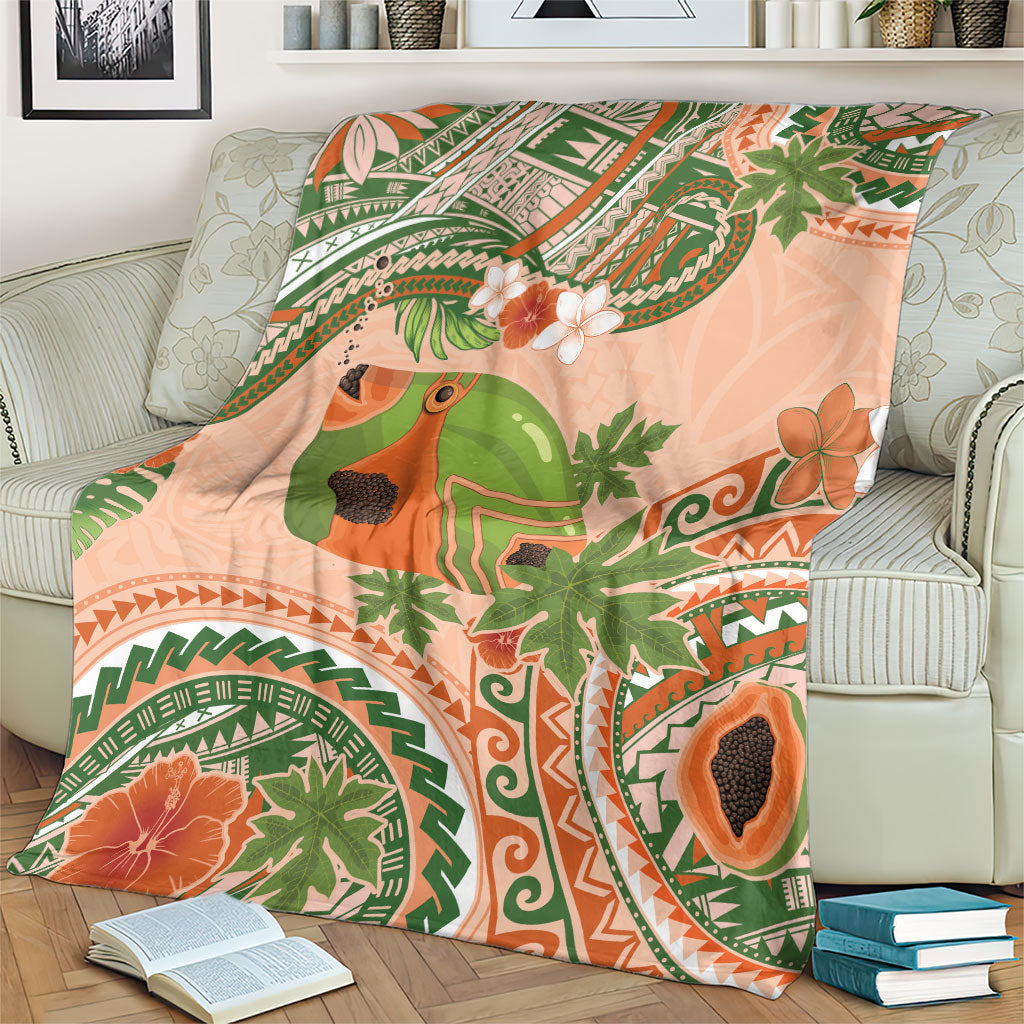 Hawaii Papaya Blanket Cute Cosplay Humuhumu Fish Plumeria Waves DT05 - Polynesian Pride