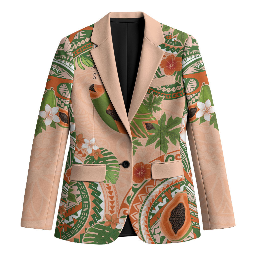 Hawaii Papaya Blazer Cute Cosplay Humuhumu Fish Plumeria Waves DT05 Unisex Orange - Polynesian Pride
