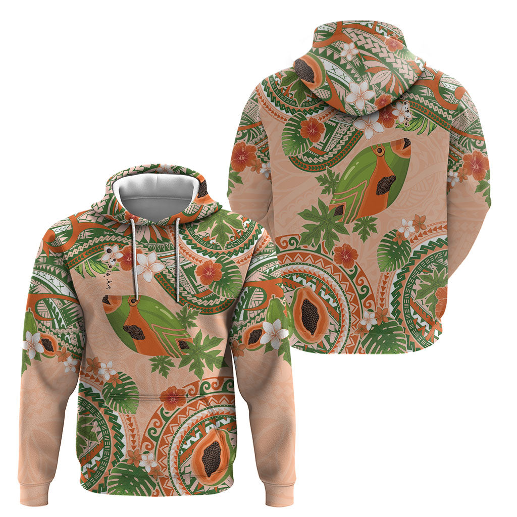 Hawaii Papaya Hoodie Cute Cosplay Humuhumu Fish Plumeria Waves DT05 - Polynesian Pride