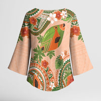 Hawaii Papaya Kimono Sleeve Blouse Cute Cosplay Humuhumu Fish Plumeria Waves DT05 - Polynesian Pride