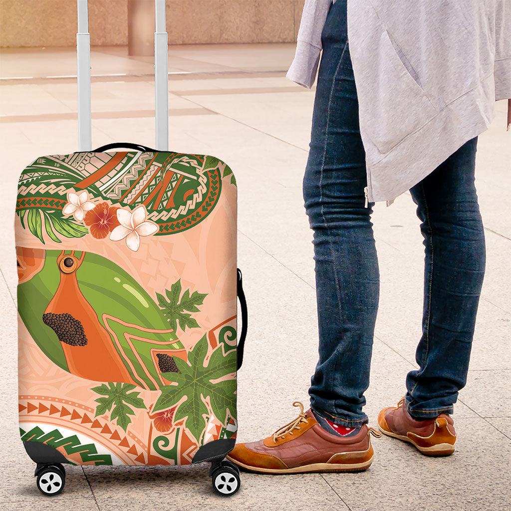 Hawaii Papaya Luggage Cover Cute Cosplay Humuhumu Fish Plumeria Waves
