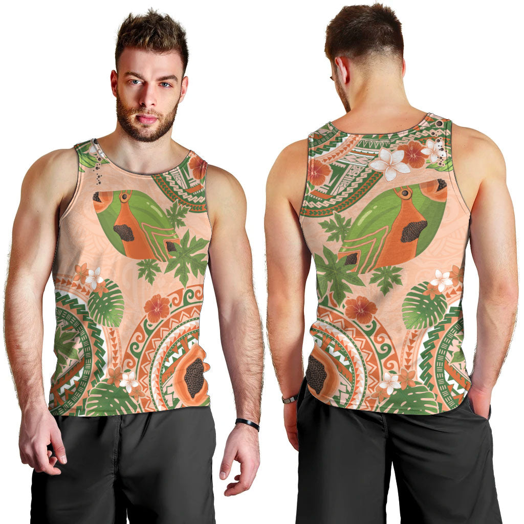 Hawaii Papaya Men Tank Top Cute Cosplay Humuhumu Fish Plumeria Waves DT05 - Polynesian Pride
