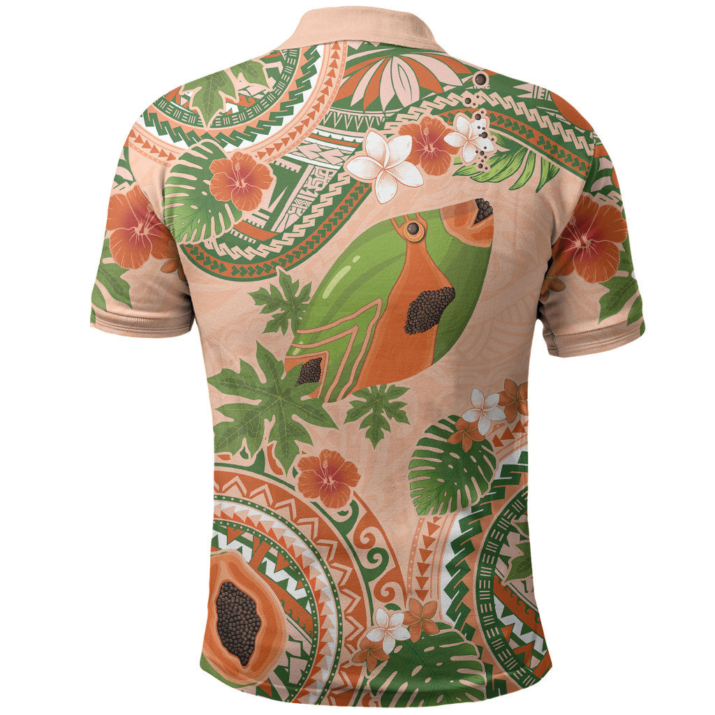 Hawaii Papaya Polo Shirt Cute Cosplay Humuhumu Fish Plumeria Waves DT05 - Polynesian Pride