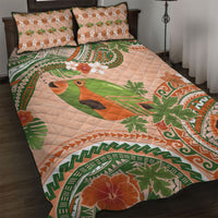 Hawaii Papaya Quilt Bed Set Cute Cosplay Humuhumu Fish Plumeria Waves DT05 Orange - Polynesian Pride