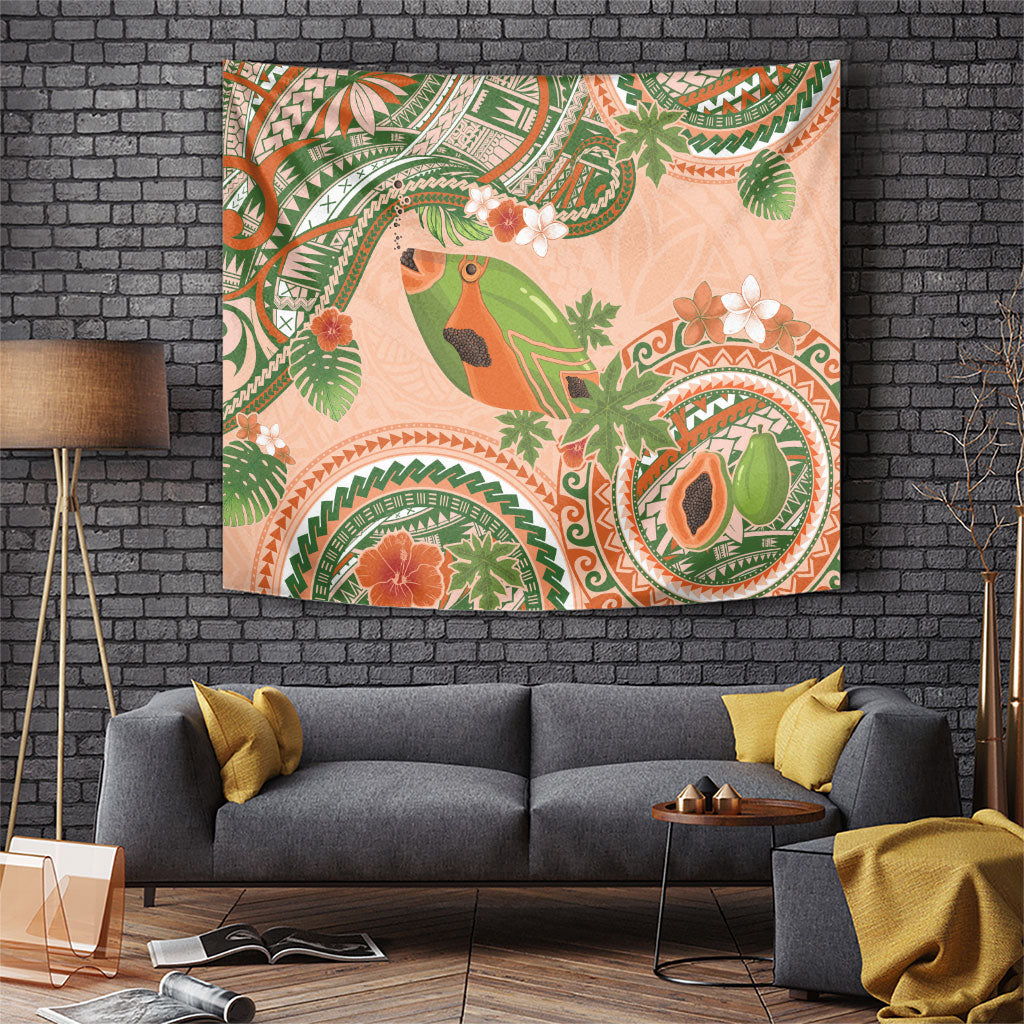 Hawaii Papaya Tapestry Cute Cosplay Humuhumu Fish Plumeria Waves
