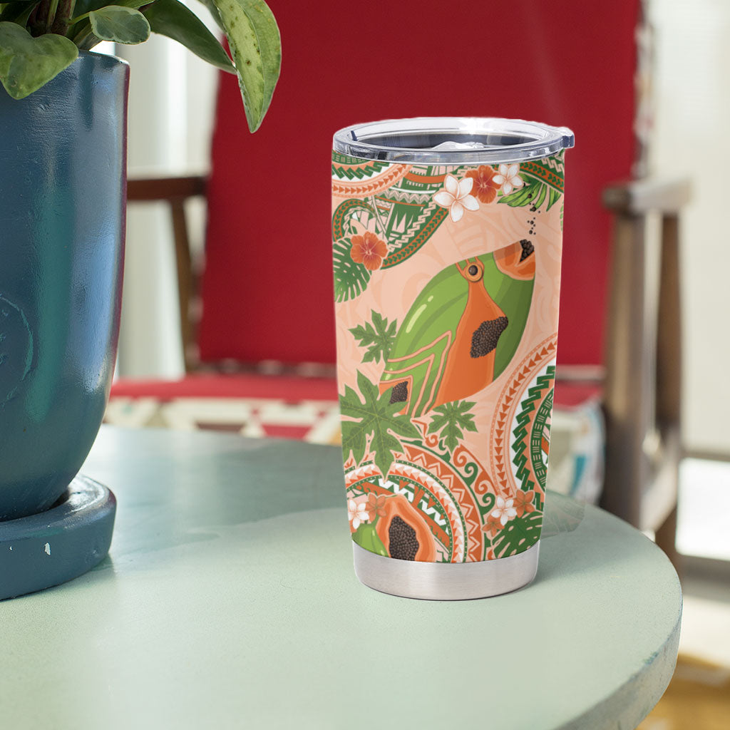 Hawaii Papaya Tumbler Cup Cute Cosplay Humuhumu Fish Plumeria Waves DT05 - Polynesian Pride