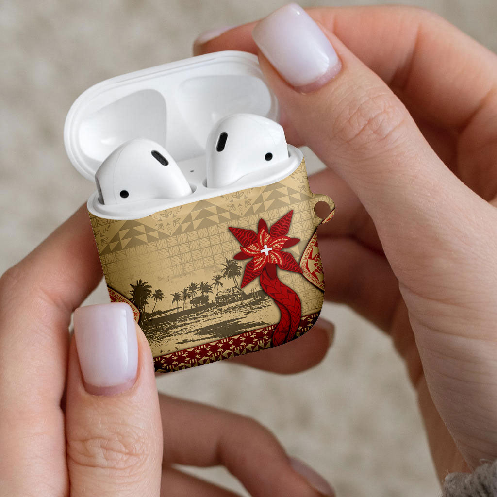 Tonga Language Week AirPods Case Tribal Cross Ngatu Floral Pattern DT05 - Polynesian Pride
