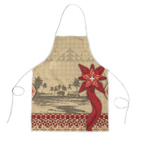 Tonga Language Week Apron Tribal Cross Ngatu Floral Pattern DT05 Red - Polynesian Pride