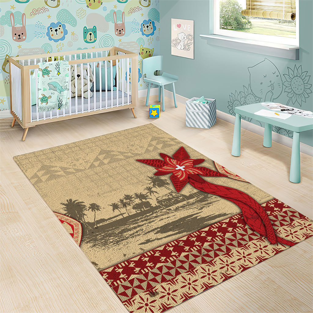 Tonga Language Week Area Rug Tribal Cross Ngatu Floral Pattern DT05 - Polynesian Pride