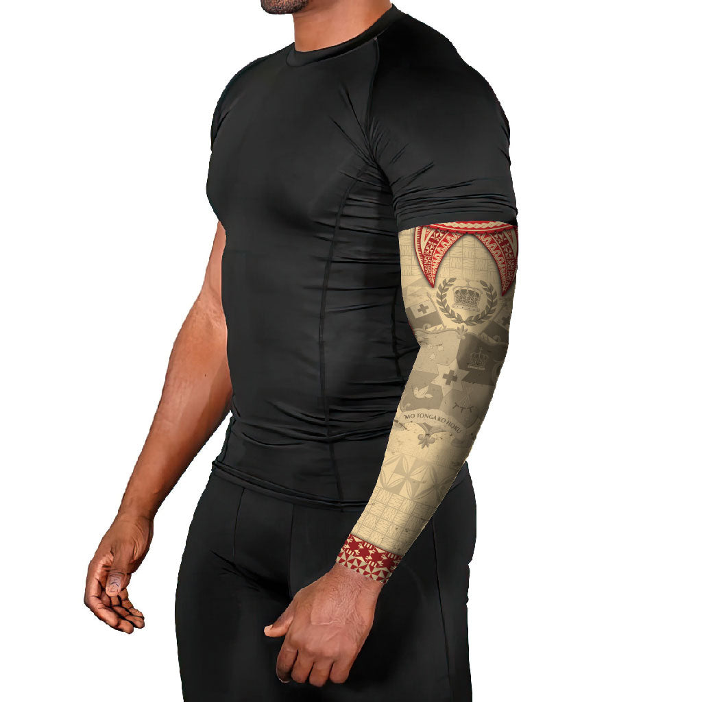 Tonga Language Week Arm Sleeves Tribal Cross Ngatu Floral Pattern DT05 - Polynesian Pride