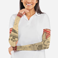 Tonga Language Week Arm Sleeves Tribal Cross Ngatu Floral Pattern DT05 - Polynesian Pride