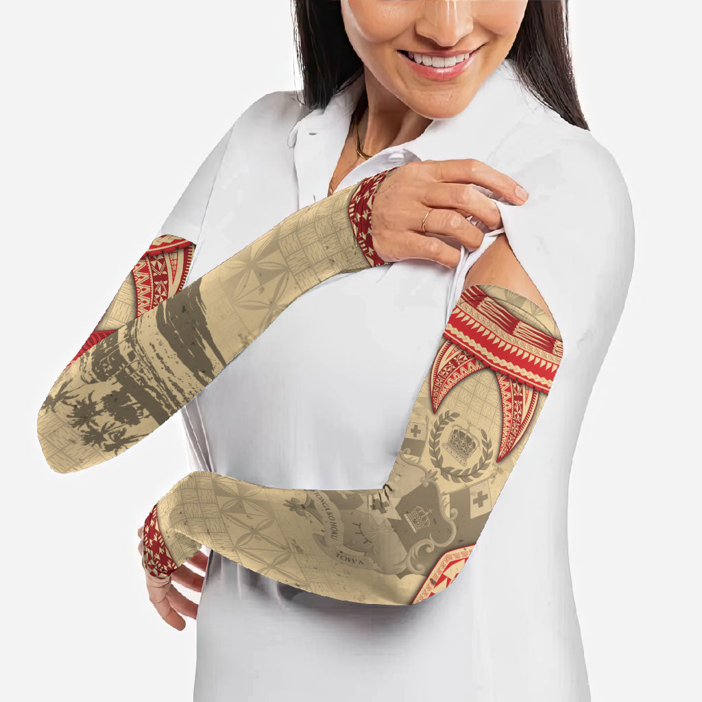 Tonga Language Week Arm Sleeves Tribal Cross Ngatu Floral Pattern DT05 - Polynesian Pride