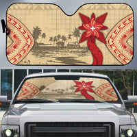 Tonga Language Week Auto Sun Shade Tribal Cross Ngatu Floral Pattern DT05 Red - Polynesian Pride
