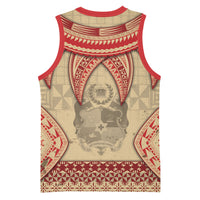 Tonga Language Week Basketball Jersey Tribal Cross Ngatu Floral Pattern DT05 - Polynesian Pride