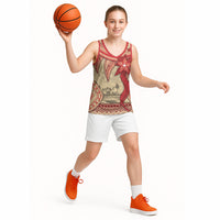 Tonga Language Week Basketball Jersey Tribal Cross Ngatu Floral Pattern DT05 - Polynesian Pride