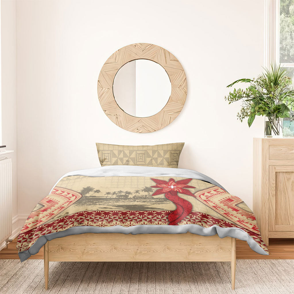 Tonga Language Week Bedding Set Tribal Cross Ngatu Floral Pattern DT05 - Polynesian Pride