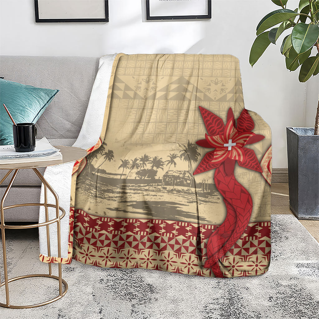 Tonga Language Week Blanket Tribal Cross Ngatu Floral Pattern DT05 - Polynesian Pride