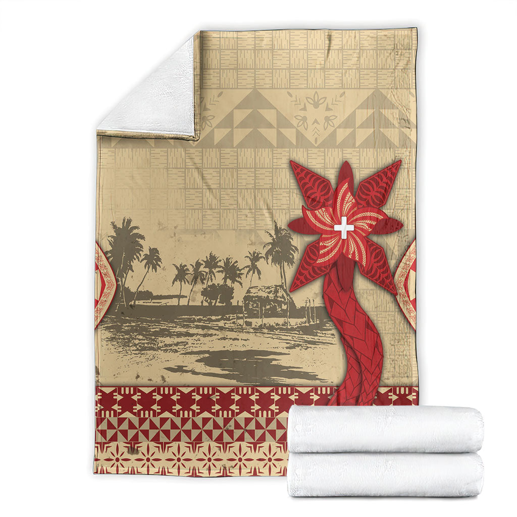 Tonga Language Week Blanket Tribal Cross Ngatu Floral Pattern DT05 - Polynesian Pride