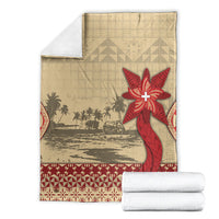 Tonga Language Week Blanket Tribal Cross Ngatu Floral Pattern DT05 - Polynesian Pride