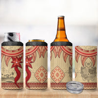 Tonga Language Week 4 in 1 Can Cooler Tumbler Tribal Cross Ngatu Floral Pattern DT05 - Polynesian Pride