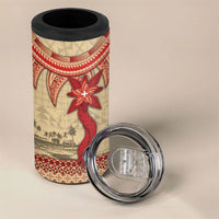 Tonga Language Week 4 in 1 Can Cooler Tumbler Tribal Cross Ngatu Floral Pattern DT05 - Polynesian Pride