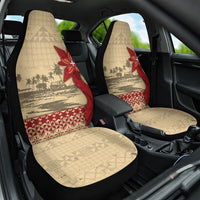 Tonga Language Week Car Seat Cover Tribal Cross Ngatu Floral Pattern DT05 One Size Red - Polynesian Pride