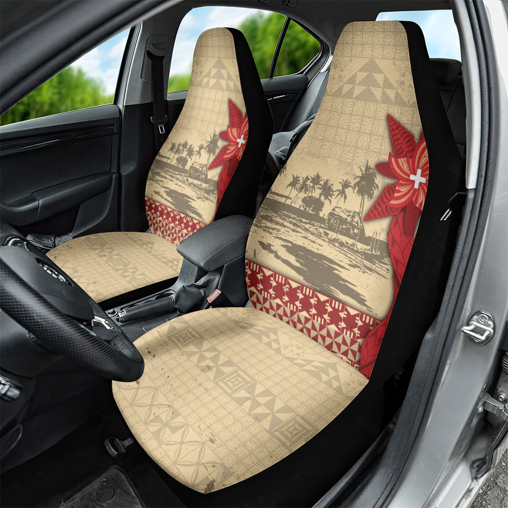 Tonga Language Week Car Seat Cover Tribal Cross Ngatu Floral Pattern DT05 - Polynesian Pride