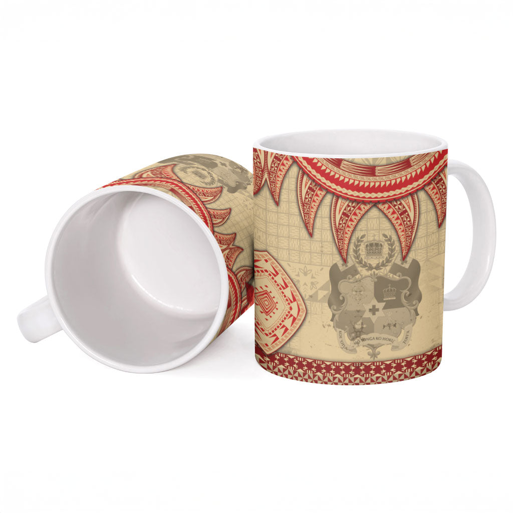 Tonga Language Week Ceramic Mug Tribal Cross Ngatu Floral Pattern DT05 - Polynesian Pride
