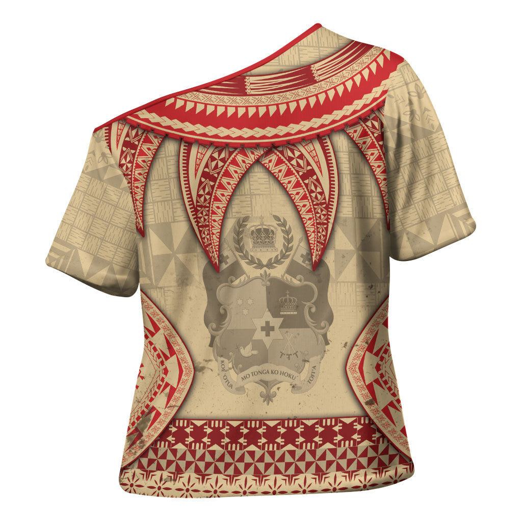 Tonga Language Week Cross Shoulder Shirt Tribal Cross Ngatu Floral Pattern DT05 - Polynesian Pride