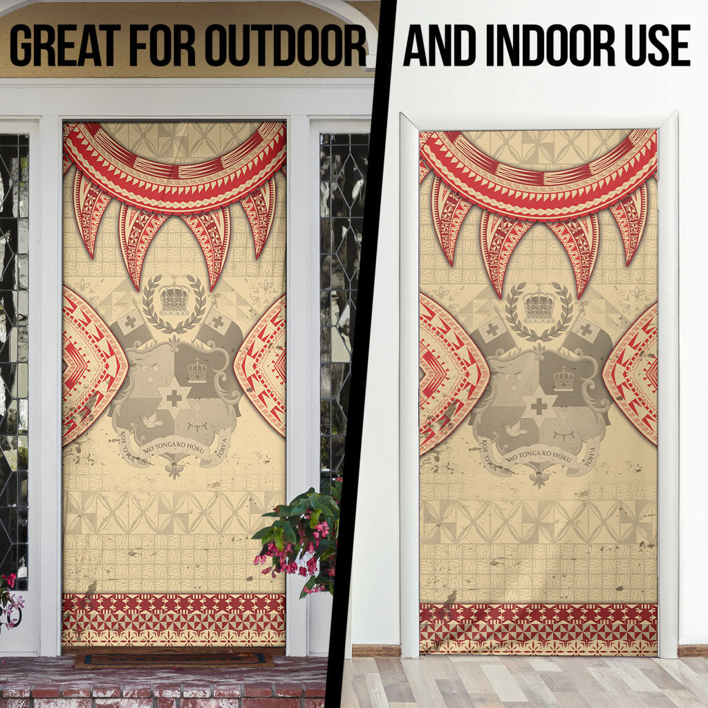Tonga Language Week Door Cover Tribal Cross Ngatu Floral Pattern DT05 - Polynesian Pride